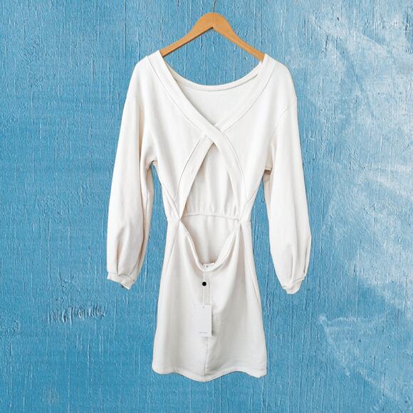 NWT LOVERS & FRIENDS Ada Cutout French Terrry Mini Dress Size Small Ivory - Picture 11 of 14